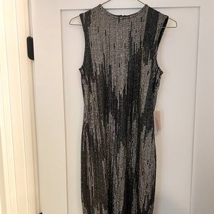 NWT Forever 21 Fitted Sleeveless Dress w/ Metallic Geometric Design